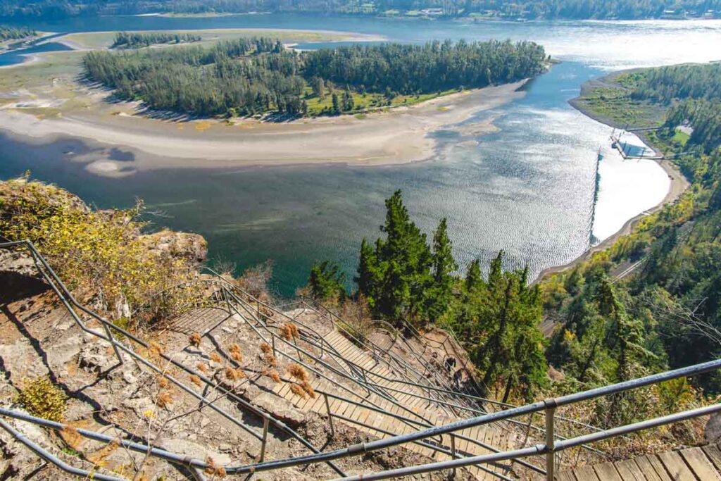 Panoramic landscape of Columbia River at Beacon Rock one of the Washington state parks