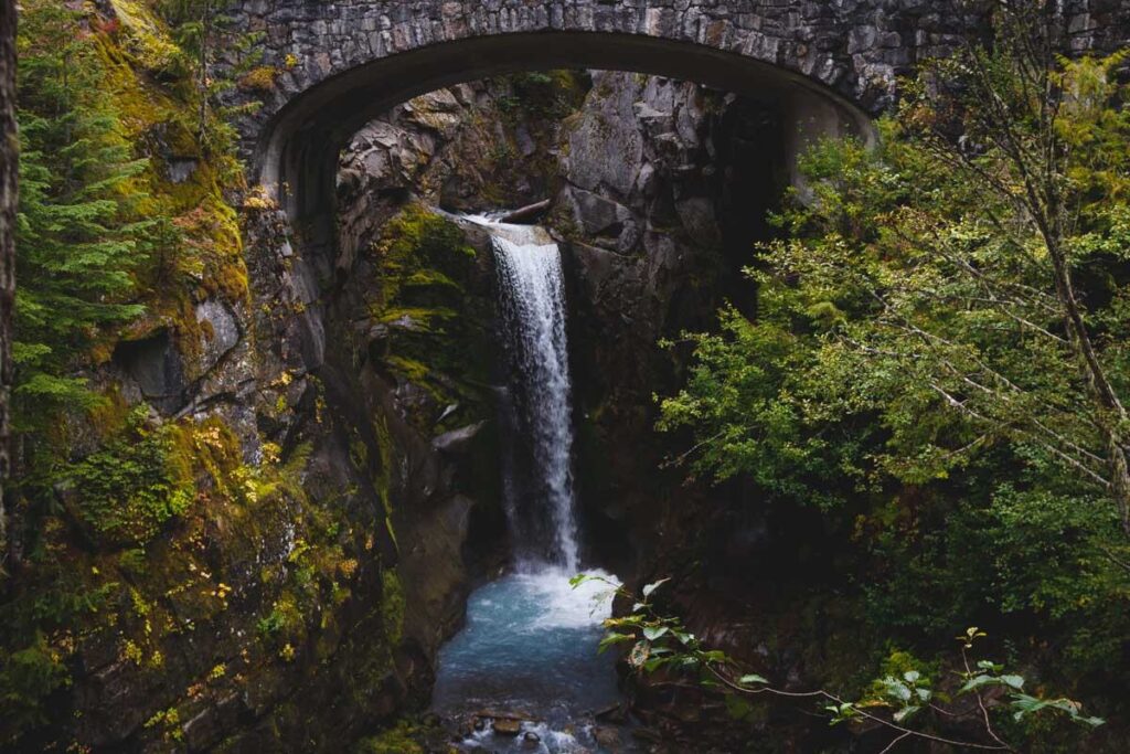 Stone bridge over Christine Falls near Seattle