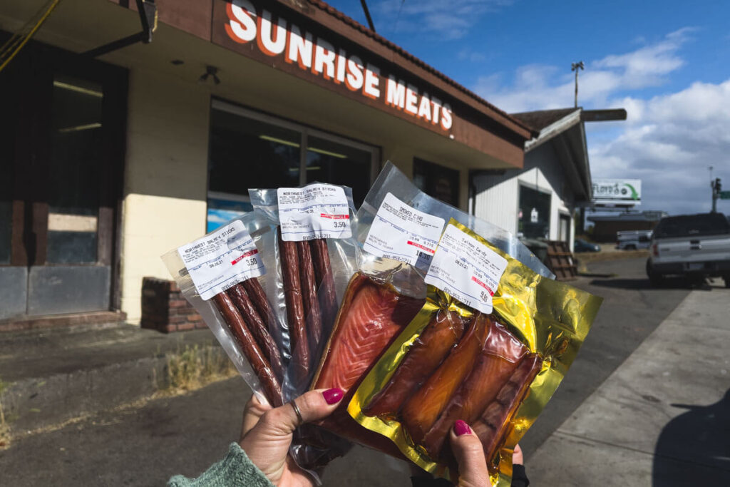Packets of cured meat from Sunrise Meats in Port Angeles.