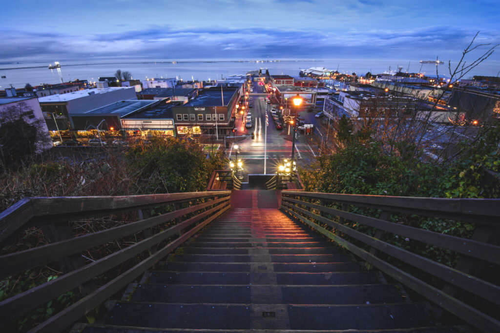 Staircase in downtown Port Angeles, where to stay near Olympic National Park