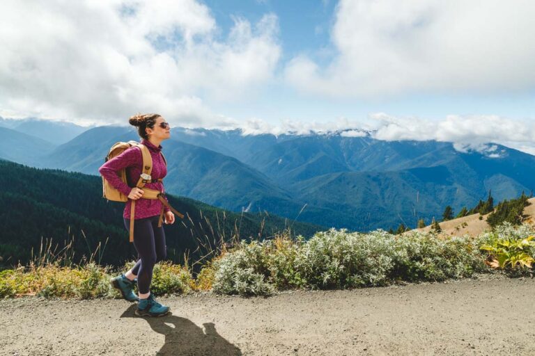 Hiker on Hurricane Hill via Hurricane Ridge one of the best hikes in Olympic National Park