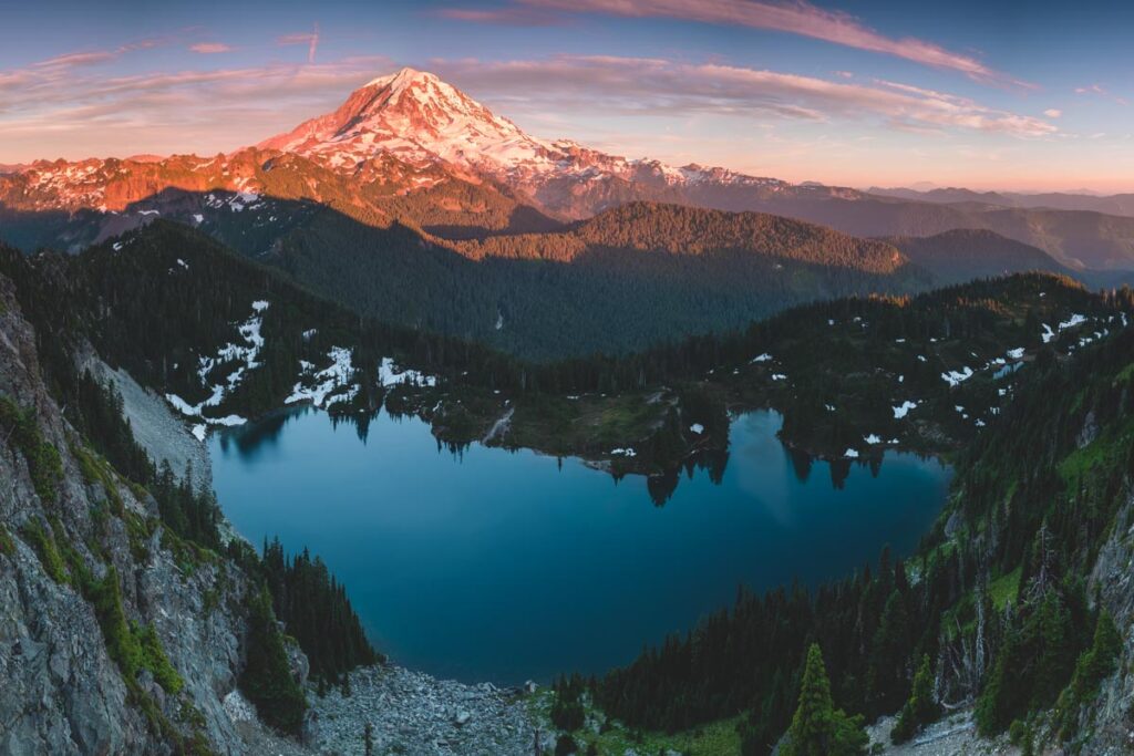 View of Mount Rainier and Eunice Lake from the Tolmie Peak Trail Mount Rainier hikes