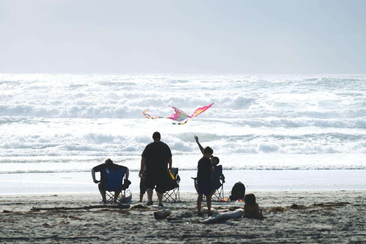 People on the beach at Twin Harbors State Park near Westport, Washington