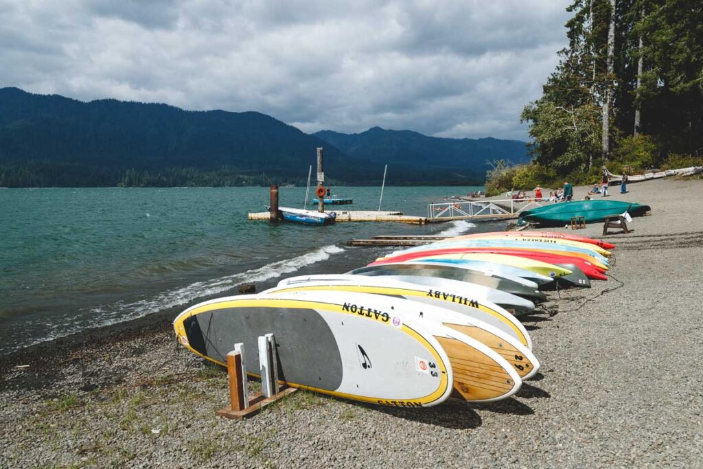 Kayak and paddleboard rental on Lake Quinault for things to do in Olympic National Park