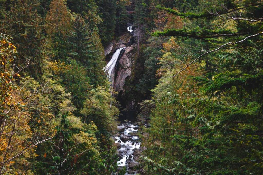 View of falls from the trail on the Twin Falls Hike