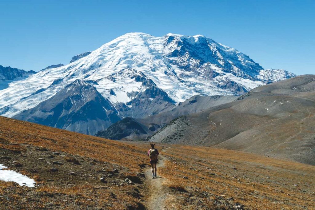 Hiker on the Burroughs Mountain Trail