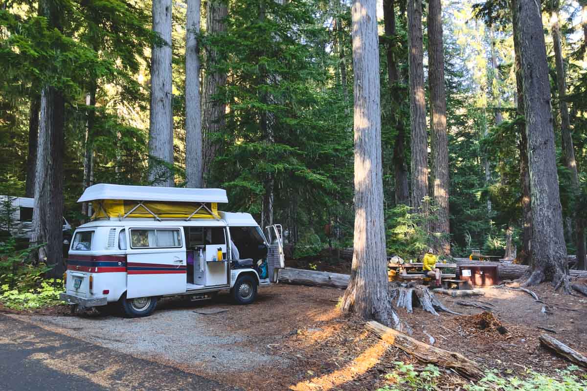 RV at White River Campground near the Burroughs Mountain Trail