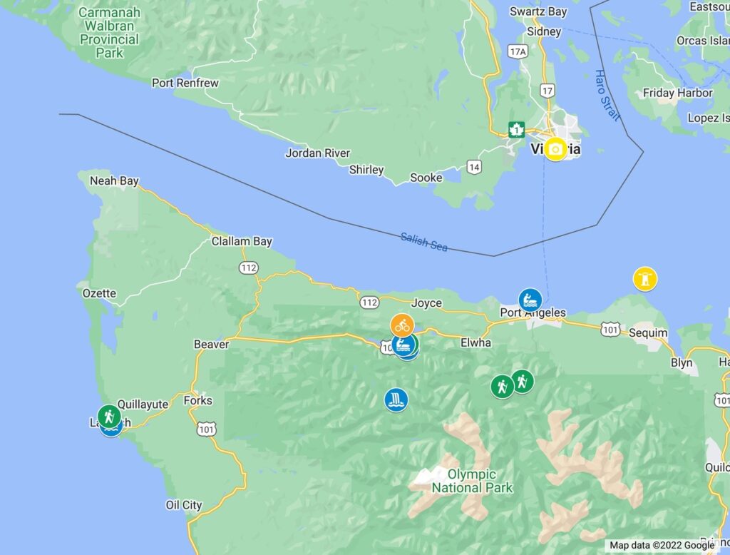 Map of things to do in Port Angeles.