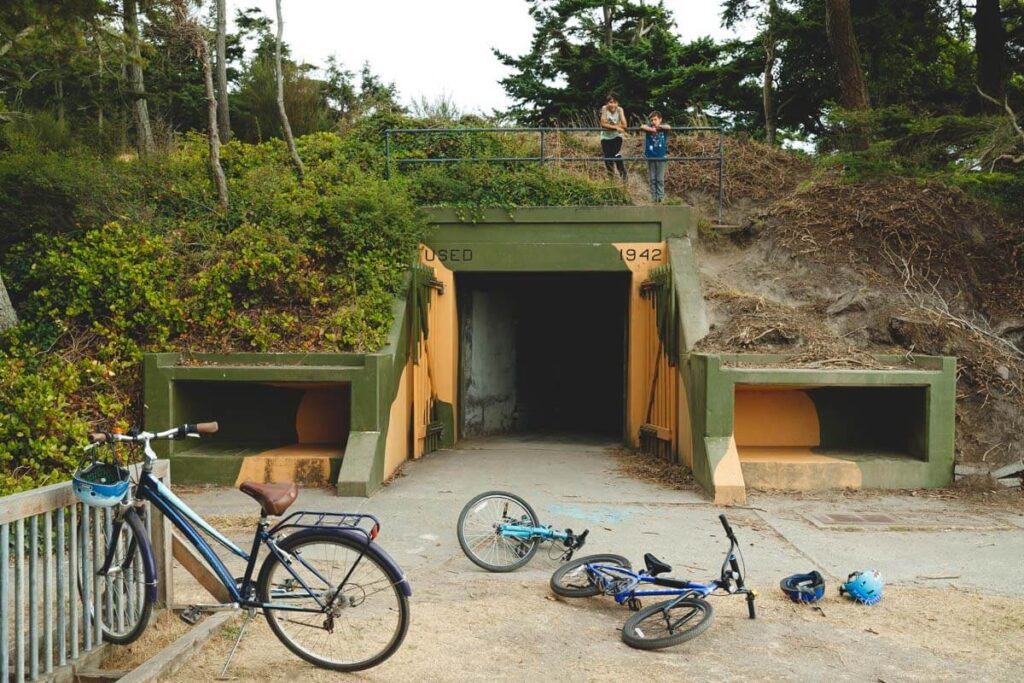 Bikes outside bunker at Fort Ebey State Park
