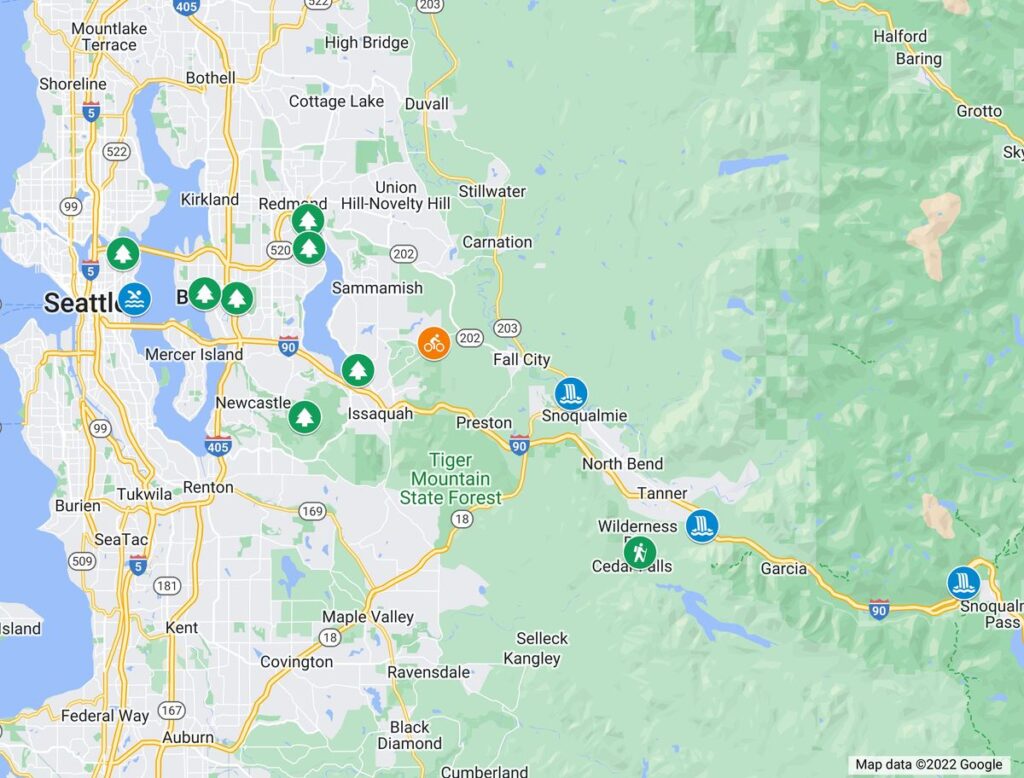 Map of things to do in Bellevue
