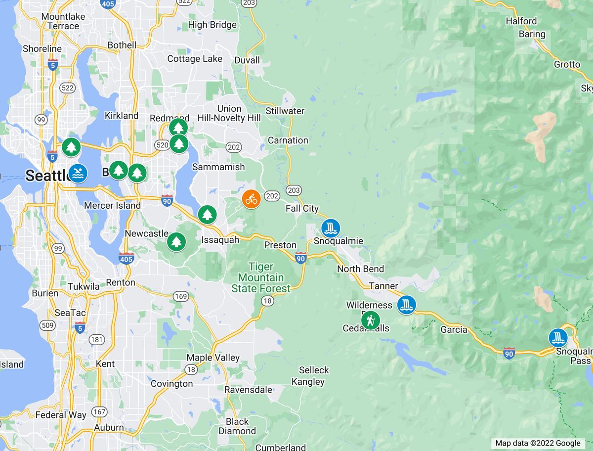 Map of things to do in Bellevue.