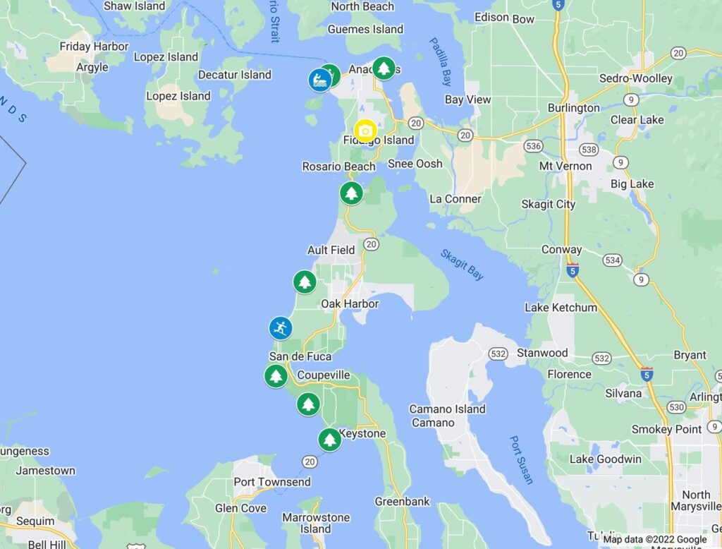 Map of things to do on Whidbey Island