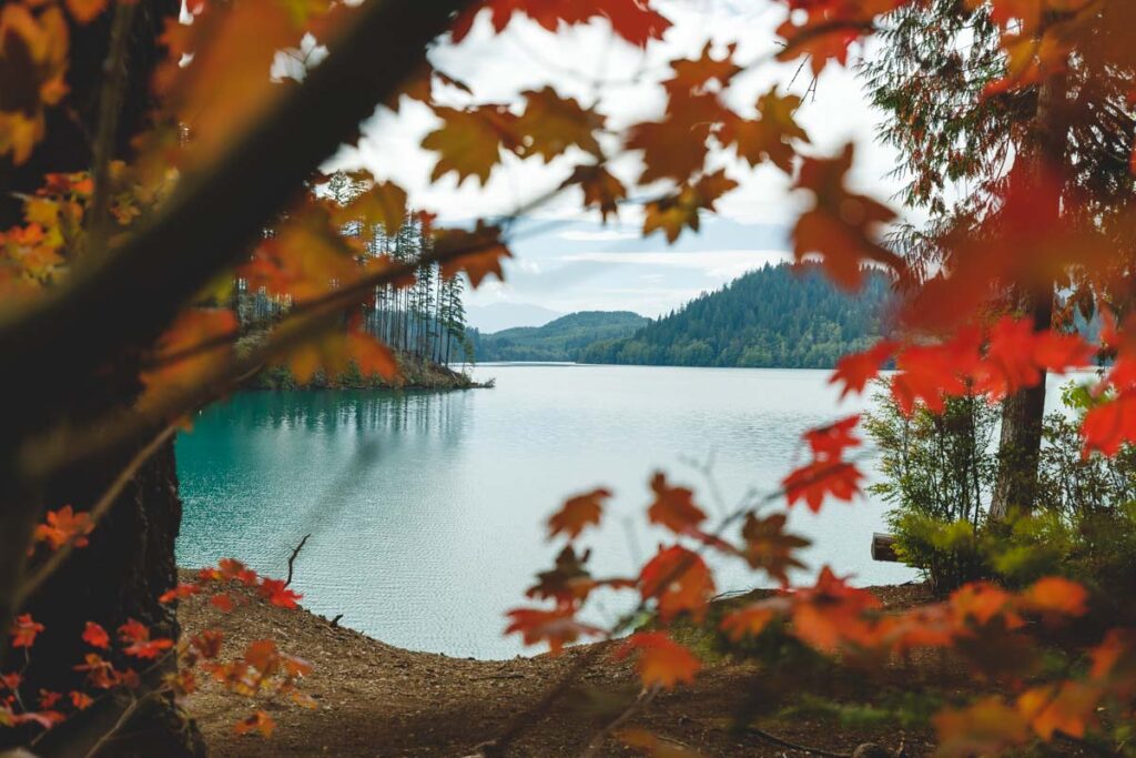 Fall view of Baker Lake one of the best lakes in Washington