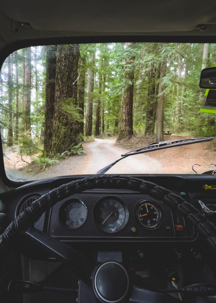 View from RV looking for camping in Olympic National Park