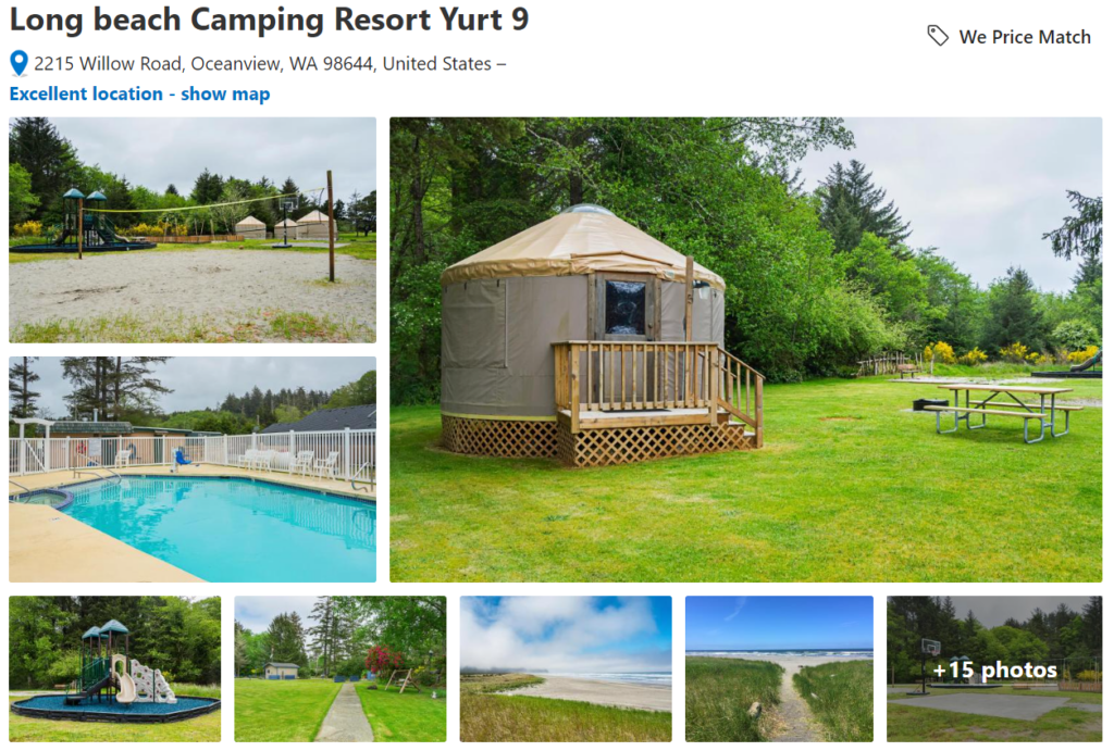 Long Beach Camping Resort yurts in Washington