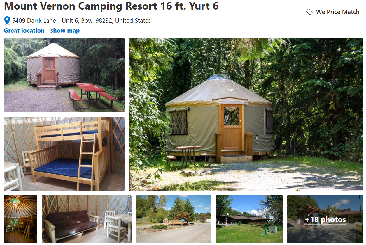 Mount Vernon Camping Resort glamping in Washington