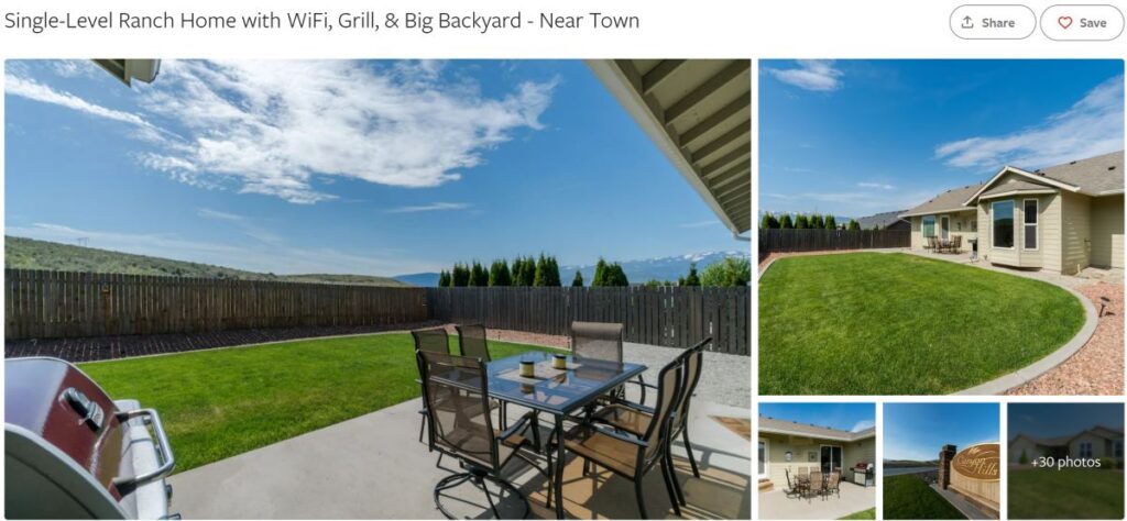 A single-story ranch style Vrbo home near Wenatchee.