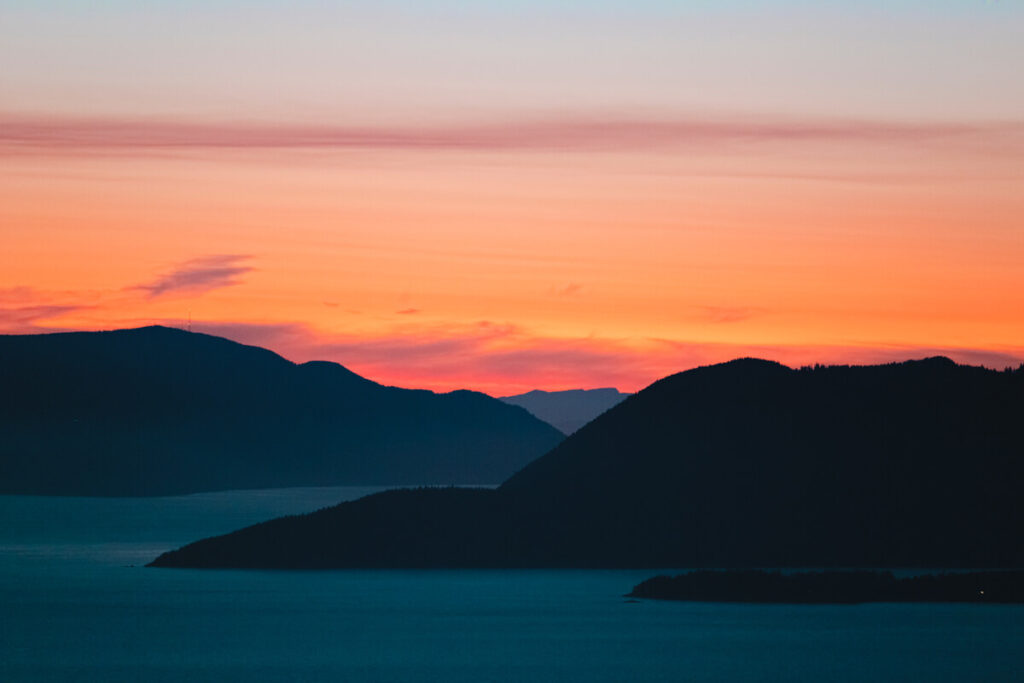 san juan islands at sunset