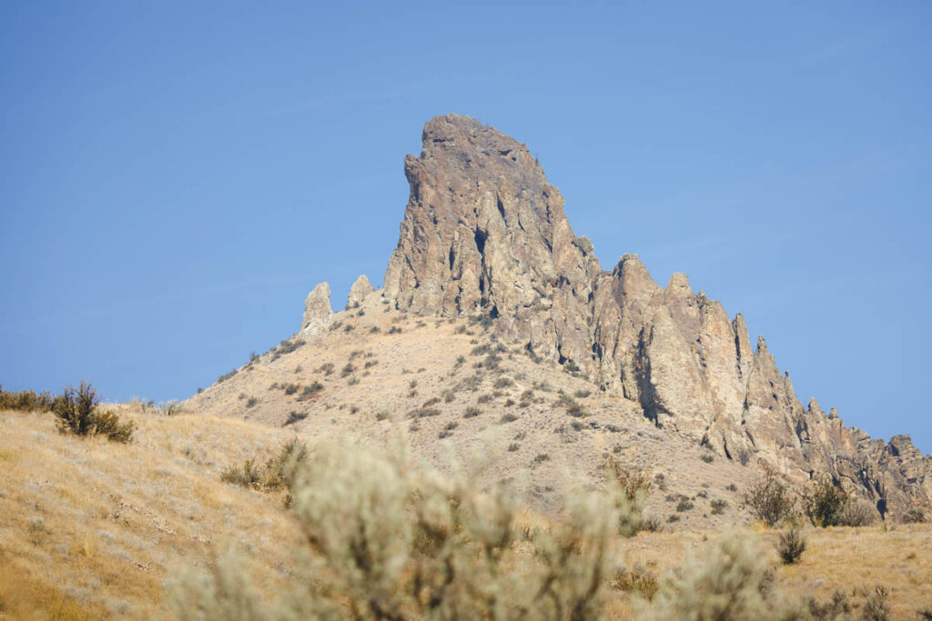 The towering rock formations are inspiring at Dry Gulch Hiking Trail.