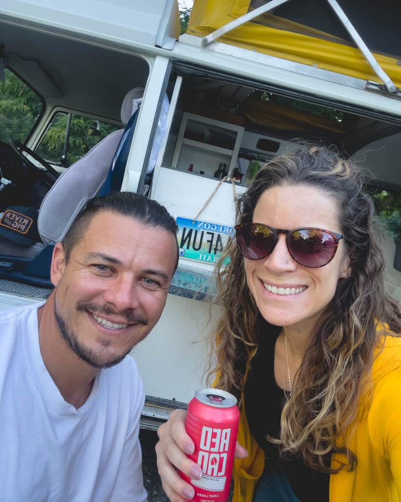 Garrett and Nina at a campground in Washington
