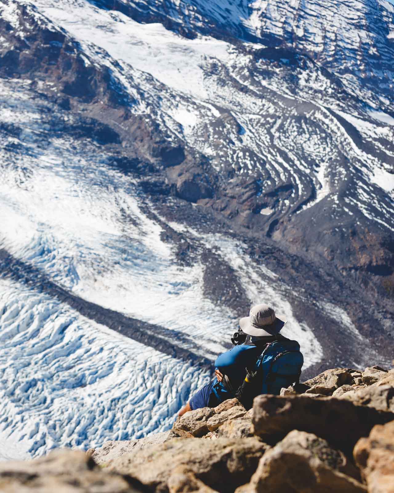 Garrett relaxing with a view of Mount Rainier