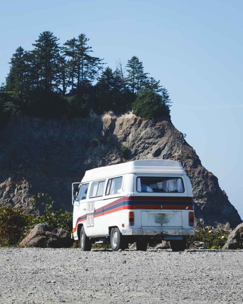 Parking our VW Bus at First Beach Parking Lot