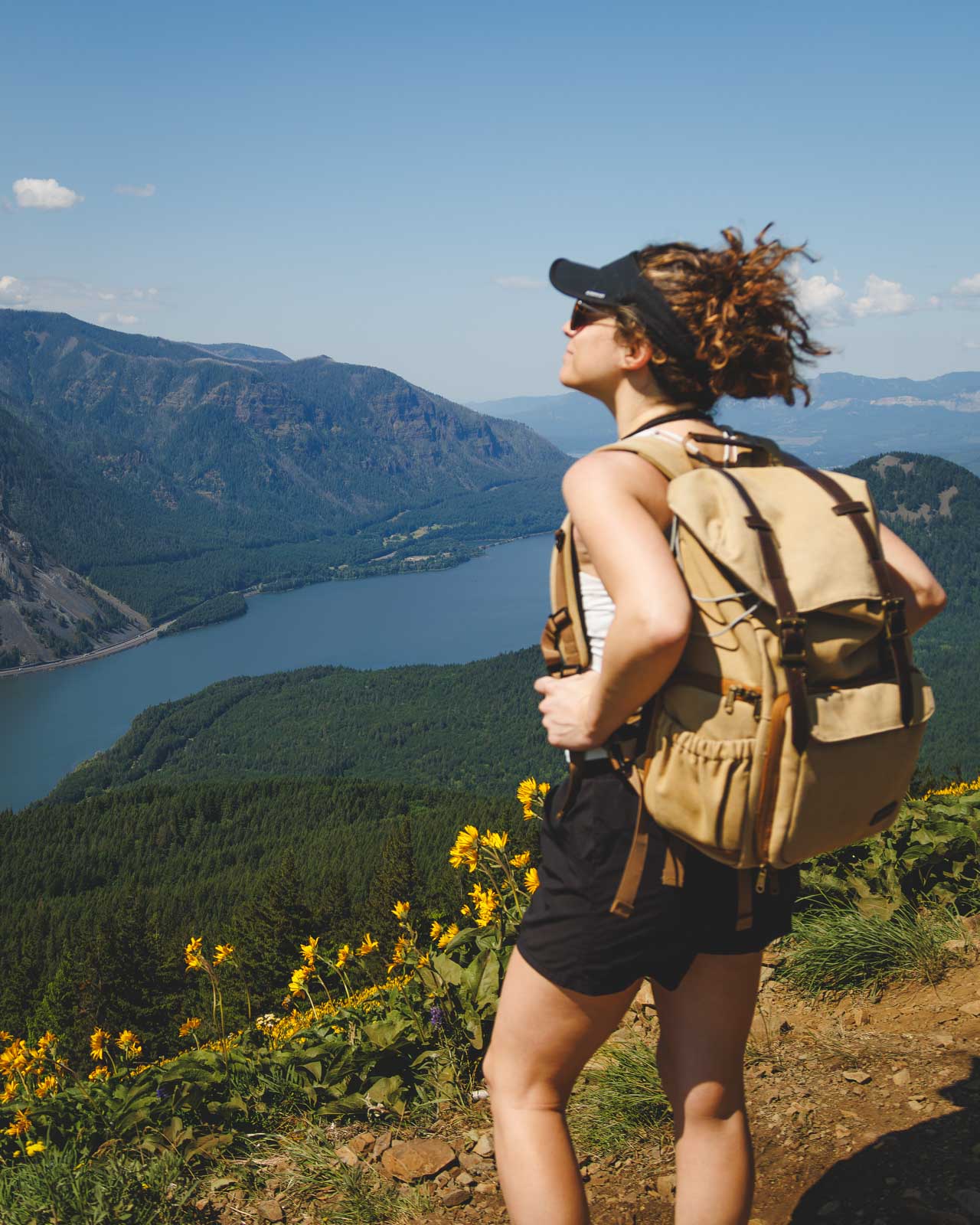 Nina at the summit of Dog Mountain in the Columbia River Gorge