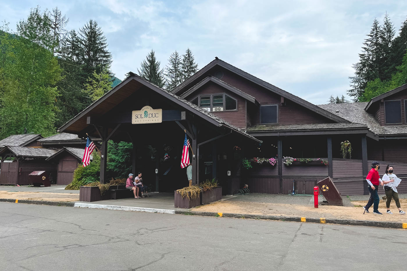 Exterior of the entry building to Sol Duc Springs in Port Angeles.