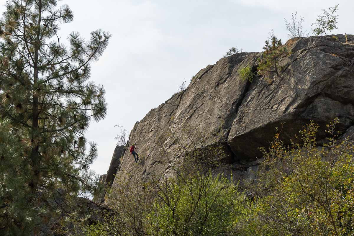Beacon Hill climber on rock.